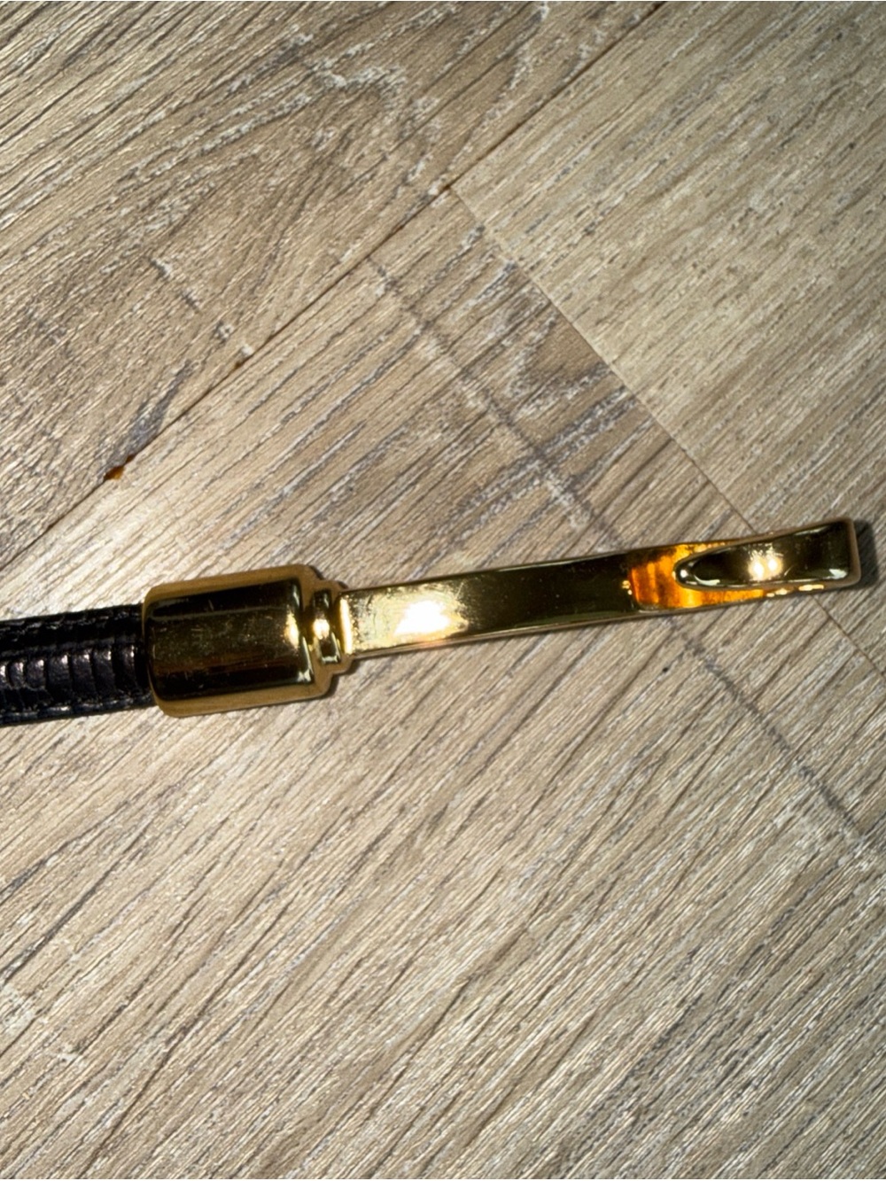 Vintage Annabella Brown Snakeskin Skinny Belt with Gold Buckle - Picture 3 of 8